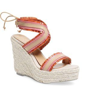 MANEBI FRINGED ESPPDRILLE WEDGE SANDALS